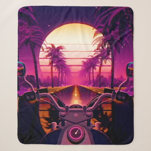 80s retro futuristic sci-fi achtergrond met motor sherpa deken (Voorkant)