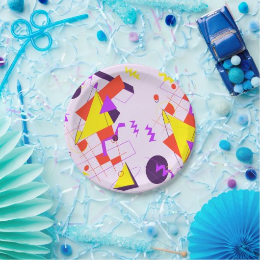 80s Retro Geometric Birthday Party Bord (Feest)