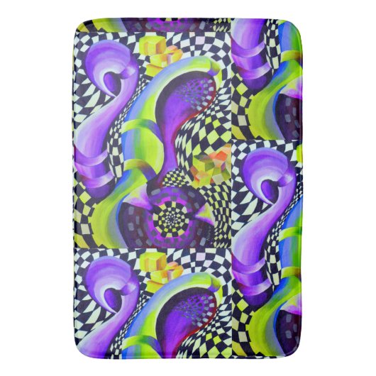 80's Retro Geometric Pattern Badmat (Voorkant Verticaal)