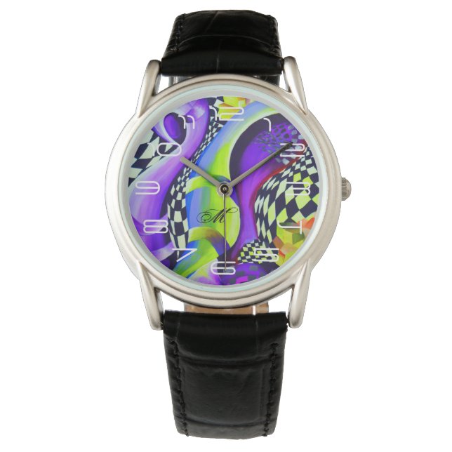 80's Retro Geometric Pattern Horloge (Voorkant)