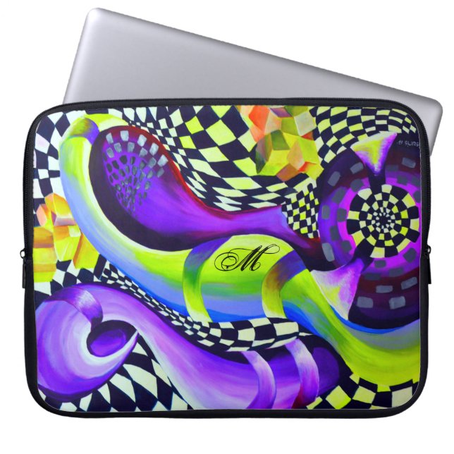 80's Retro Geometric Pattern Laptop Sleeve (Voorkant)