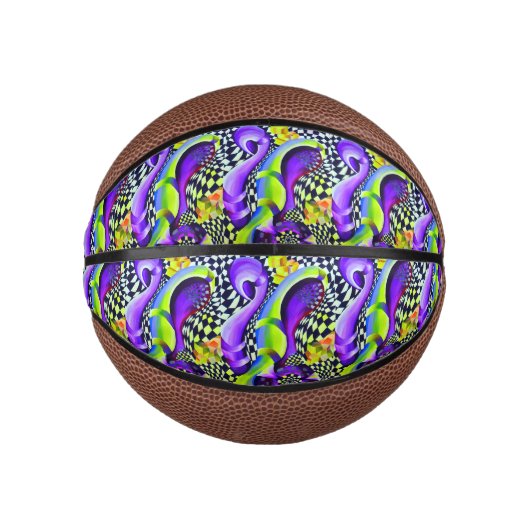 80's Retro Geometric Pattern Mini Basketbal (Voorkant)