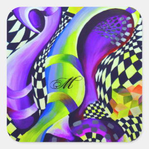 80's Retro Geometric Pattern Vierkante Sticker