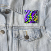 80's Retro geometrisch patroon Vierkante Button 5,1 Cm (In situ)