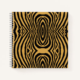 80S RETRO GOUD & ZWART DIER PRINT STRIPE PATROON NOTITIEBOEK