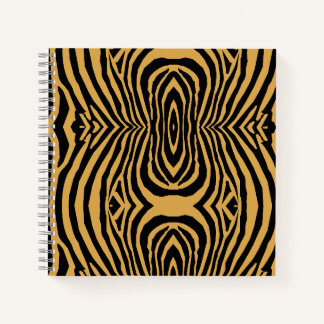 80S RETRO GOUD & ZWART DIER PRINT STRIPE PATROON NOTITIEBOEK