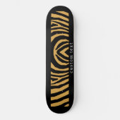 80S RETRO GOUD & ZWART DIER PRINT STRIPE PATROON PERSOONLIJK SKATEBOARD (Voorkant)