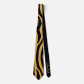 80S RETRO GOUD & ZWART DIER PRINT STRIPE PATROON STROPDAS (Voorkant)