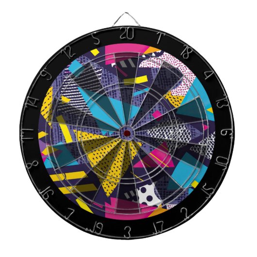 80s Retro Kleurrijke Textuur  Dartbord (Voorkant)