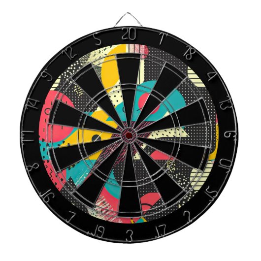 80s Retro Kleurrijke Textuur  Dartbord (Voorkant)