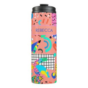 80's Retro Memphis Revival Ontwerp Gepersonaliseer Thermosbeker