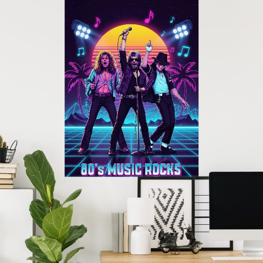 80's Retro music  Poster (Thuiskantoor)