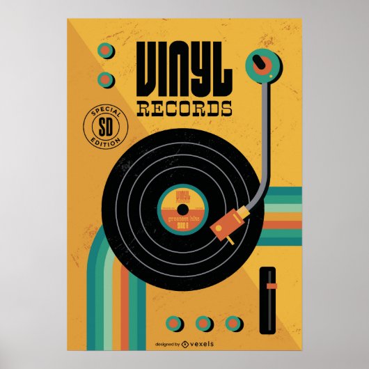 80s Retro Music Vynl Disc Poster (Voorkant)
