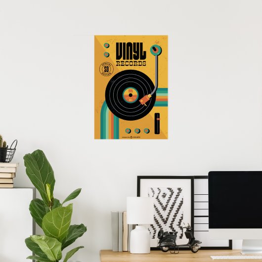80s Retro Music Vynl Disc Poster (Thuiskantoor)