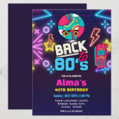 80s Retro Neon 40e verjaardag Kaart (Voorkant / Achterkant)