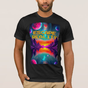 80s Retro Neon Buitenaards Planeet Landschap T-shirt