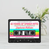 80's Retro Neon Label Cassette Birthday Party Kaart (Staand voorkant)