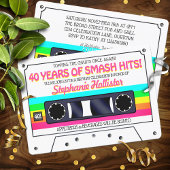 80's Retro Neon Label Cassette Birthday Party Kaart