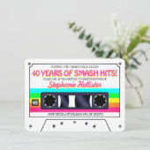 80's Retro Neon Label Cassette Birthday Party Kaart (Staand voorkant)