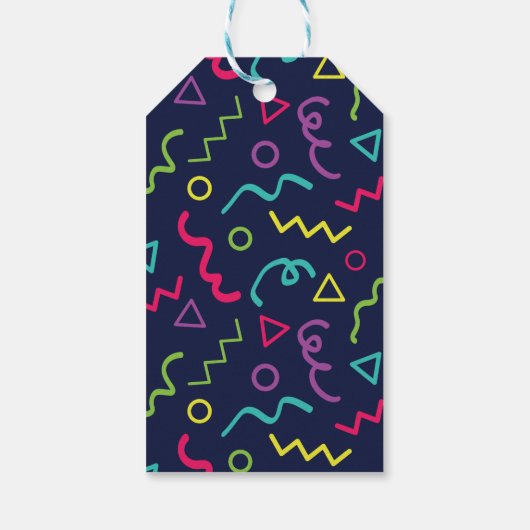 80s Retro Neon Memphis Aangepaste Verjaardag Bedan Cadeaulabel (Achterkant)