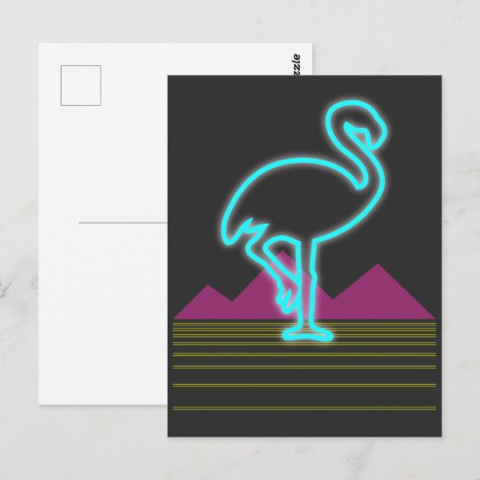 80's retro neon roze flamingo bird briefkaart (Voorkant / Achterkant)