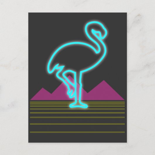 80's retro neon roze flamingo bird briefkaart (Voorkant)