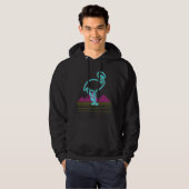80's retro neon roze flamingo bird hoodie (Voorkant volledig)