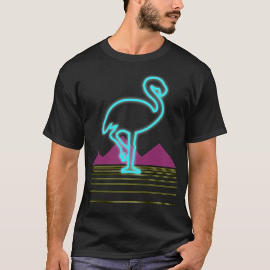 80's retro neon roze flamingo bird t-shirt (Voorkant)