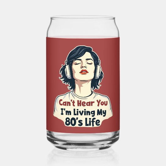 80s Retro Nostalgische Muziek Liefhebber Throwback Blikvorm Glas (Voorkant)