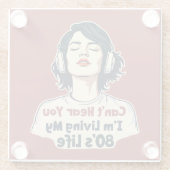 80s Retro Nostalgische Muziek Liefhebber Throwback Glazen Onderzetter (Achterkant)