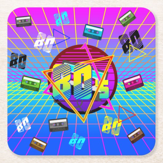 80's RETRO OLD SCHOOL CASSETTEBAND Kartonnen Onderzetters (Voorkant)