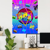 80's RETRO OLD SCHOOL CASSETTEBAND   Poster (Thuiskantoor)