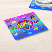 80's RETRO OUDE SCHOOL-CASSETTEBANDJE Kartonnen Onderzetters (Schuin)