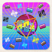 80's RETRO OUDE SCHOOL-CASSETTEBANDJE Kartonnen Onderzetters (Voorkant)