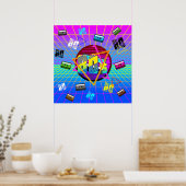 80's RETRO OUDE SCHOOL-CASSETTEBANDJE Poster (Keuken)