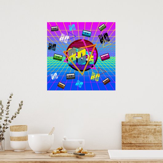 80's RETRO OUDE SCHOOL-CASSETTEBANDJE Poster (Keuken)