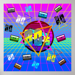 80's RETRO OUDE SCHOOL-CASSETTEBANDJE Poster