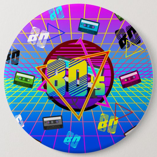 80's RETRO OUDE SCHOOL-CASSETTEBANDJE Ronde Button 6,0 Cm (Voorkant)