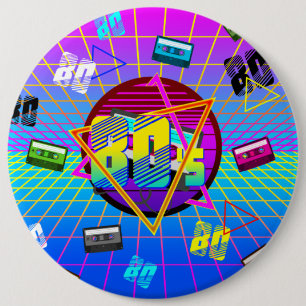 80's RETRO OUDE SCHOOL-CASSETTEBANDJE Ronde Button 6,0 Cm