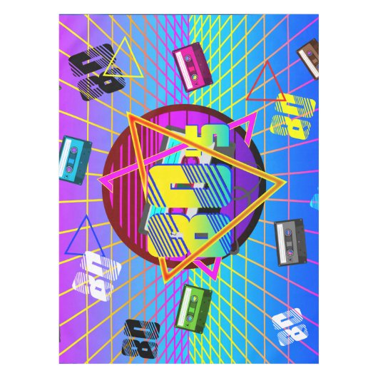 80's RETRO OUDE SCHOOL-CASSETTEBANDJE Tafelkleed (Voorkant)