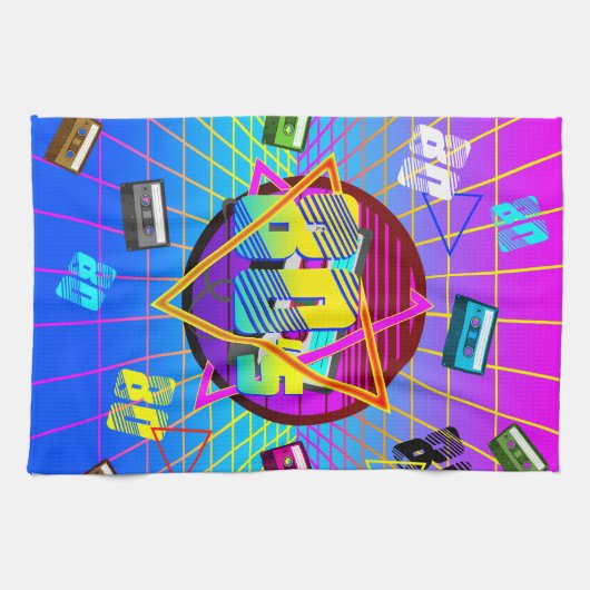 80's RETRO OUDE SCHOOL-CASSETTEBANDJE Theedoek (Horizontaal)