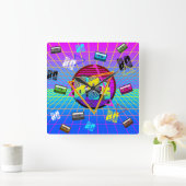 80's RETRO OUDE SCHOOL-CASSETTEBANDJE    Vierkante Klok (Huis)