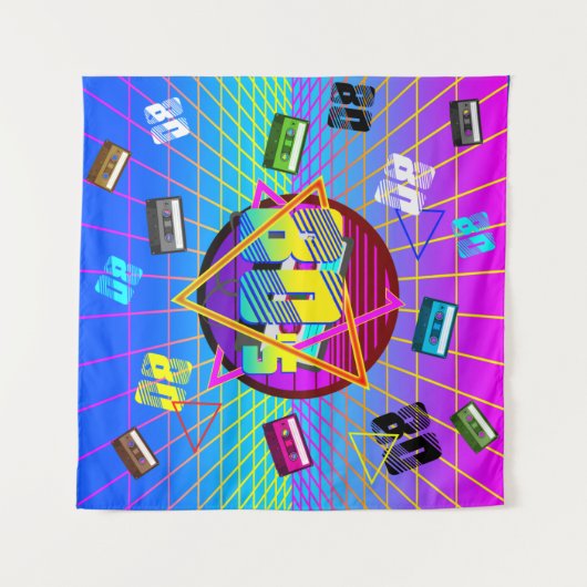 80's RETRO OUDE SCHOOL-CASSETTEBANDJE Wandkleed (Voorkant (horizontaal))