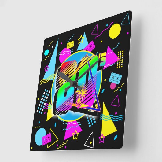 80'S RETRO  OUDE SCHOOLSTIJL VIERKANTE KLOK (Hoek)