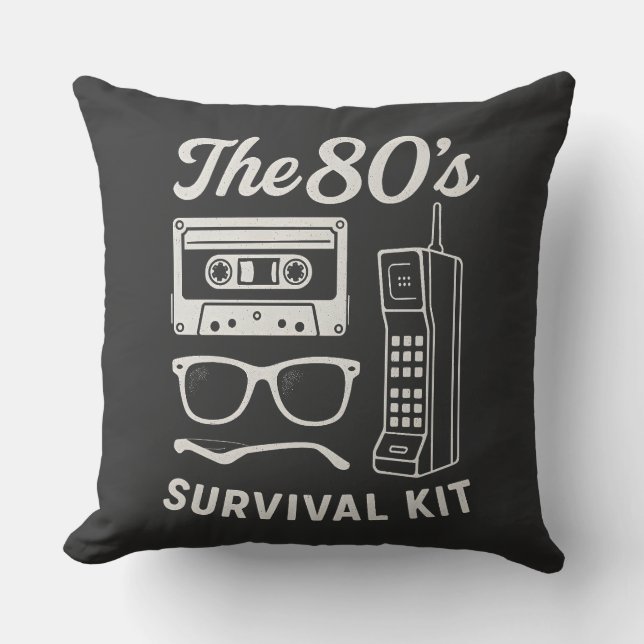 80s Retro Overlevingskit Nostalgie Esthetisch Ontw Kussen (Voorkant)