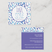 80s Retro Paarse en Blauwe Vlekken Vierkante Visitekaartje (Voorkant / Achterkant)