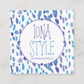 80s Retro Paarse en Blauwe Vlekken Vierkante Visitekaartje (Voorkant)