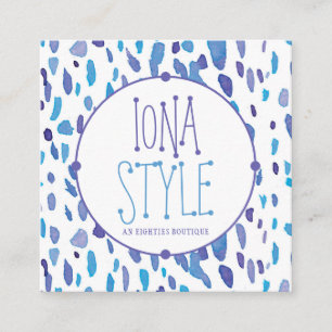 80s Retro Paarse en Blauwe Vlekken Vierkante Visitekaartje