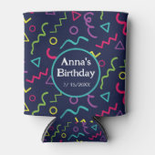 80s retro party neon Memphis patroon Verjaardag Blikjeskoeler (Voorkant)