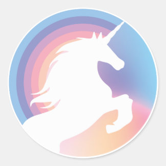 80's Retro Pastel Unicorn en Rainbow Redux 2022 Ronde Sticker